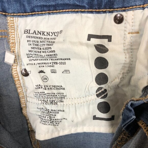 Blank NYC Intro Distressed High Low Raw Hem Denim Jeans Sz 28 - Picture 11 of 11